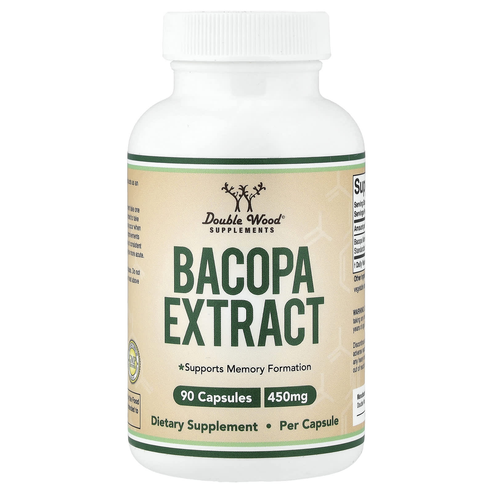 Double Wood Supplements Экстракт бакопы, 450 mg, 90 капсул