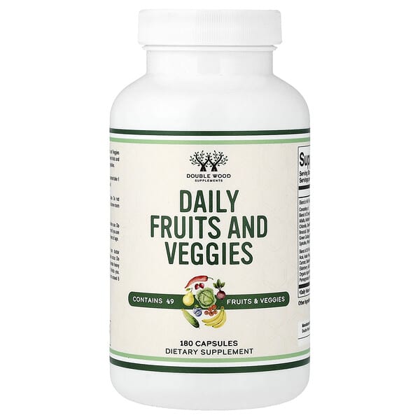 Капсулы Double Wood Supplements Daily Fruits And Veggies, 180 шт