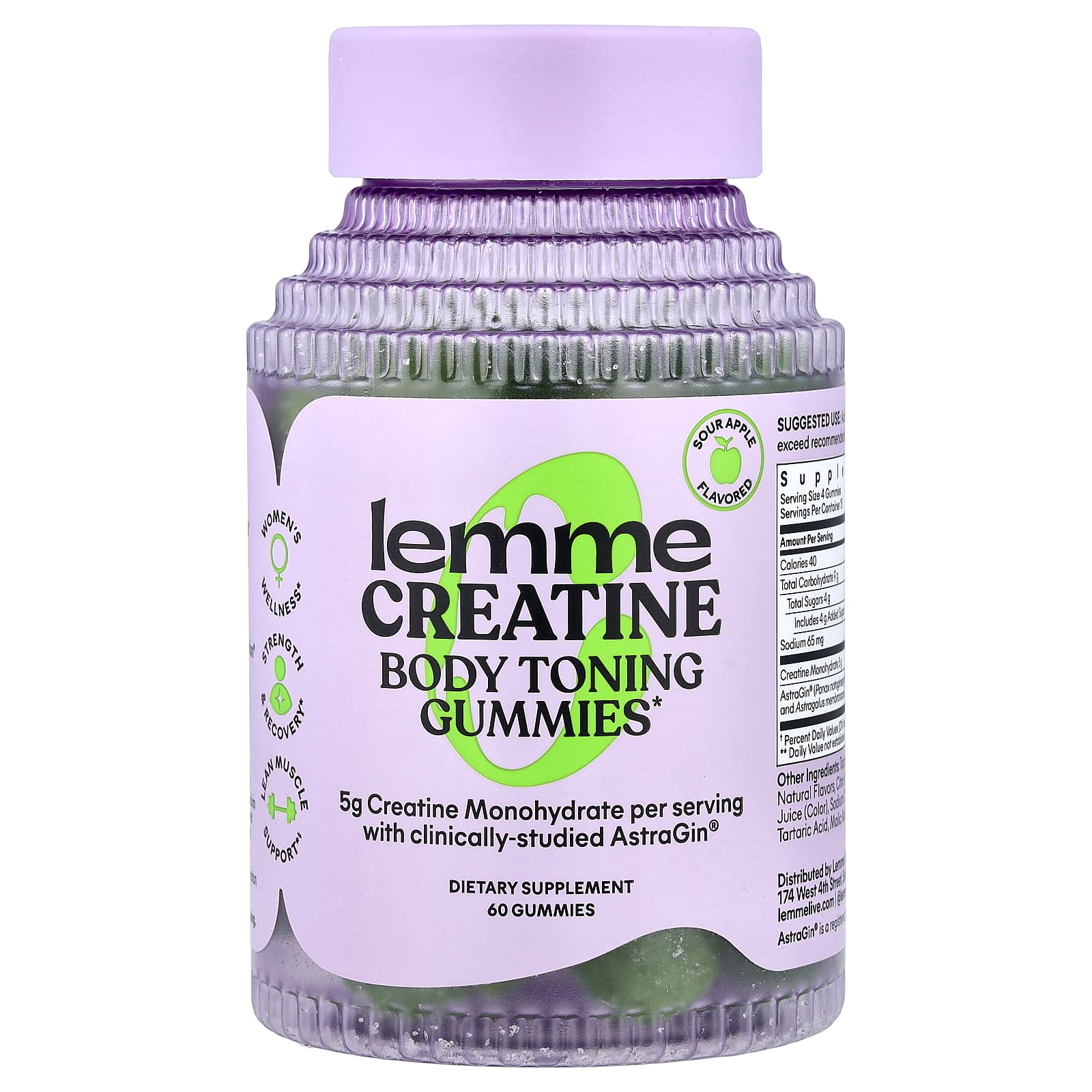 Creatine, Body Toning Gummies, Sour Apple, 60 Gummies