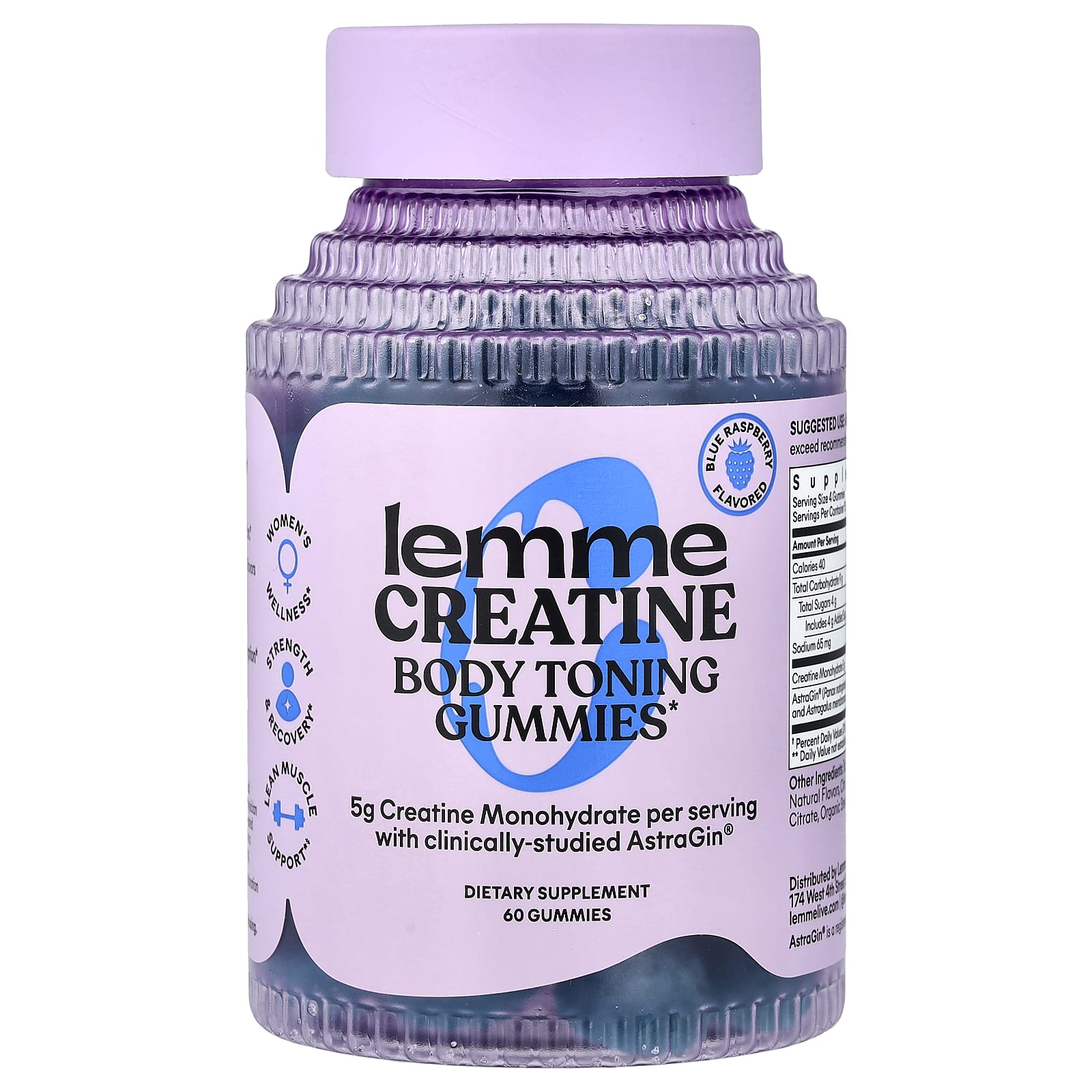 Creatine, Body Toning Gummies, Blue Raspberry, 60 Gummies