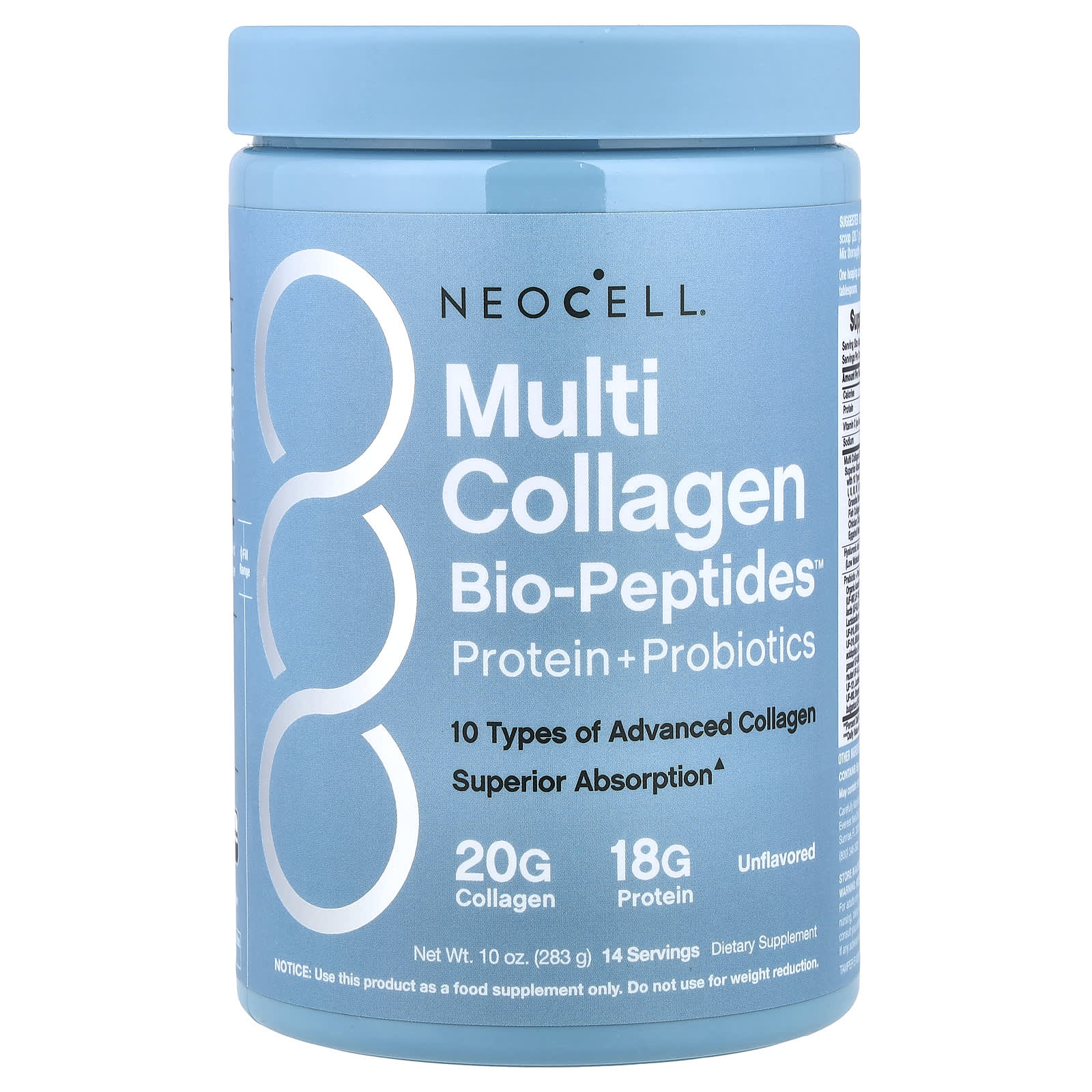 Мультиколлагеновые био-пептиды™ Protein + Probiotics, без вкуса, 10 oz (283 g)