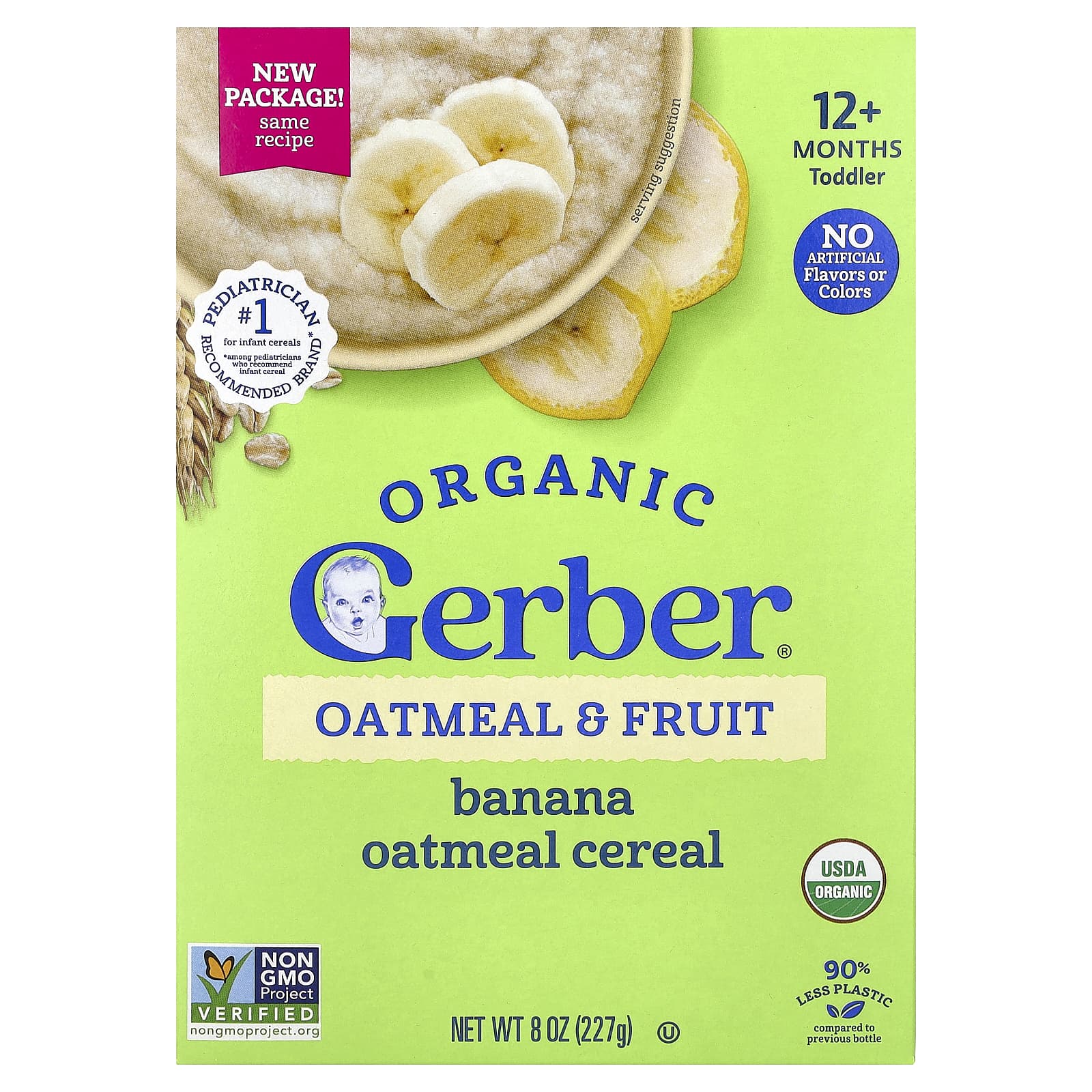 Organic Oatmeal & Fruit Cereal, 12+ Months, Banana, 8 oz (227 g)