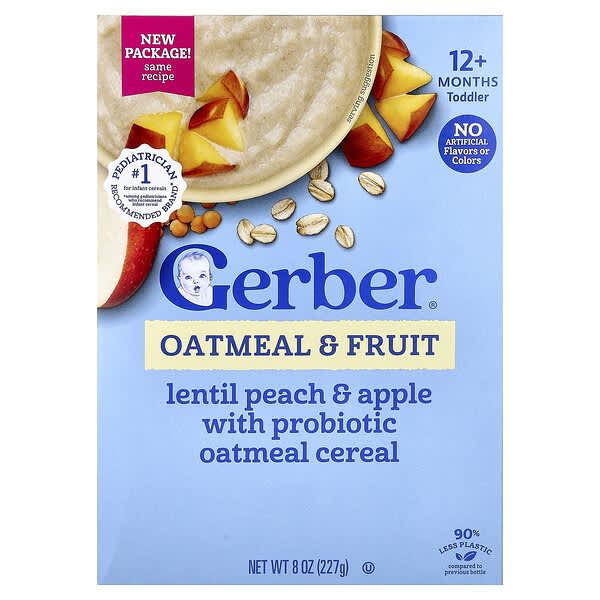 Oatmeal & Fruit Cereal with Probiotic, 12+ Months, Lentil, Peach & Apple, 8 oz (227 g)
