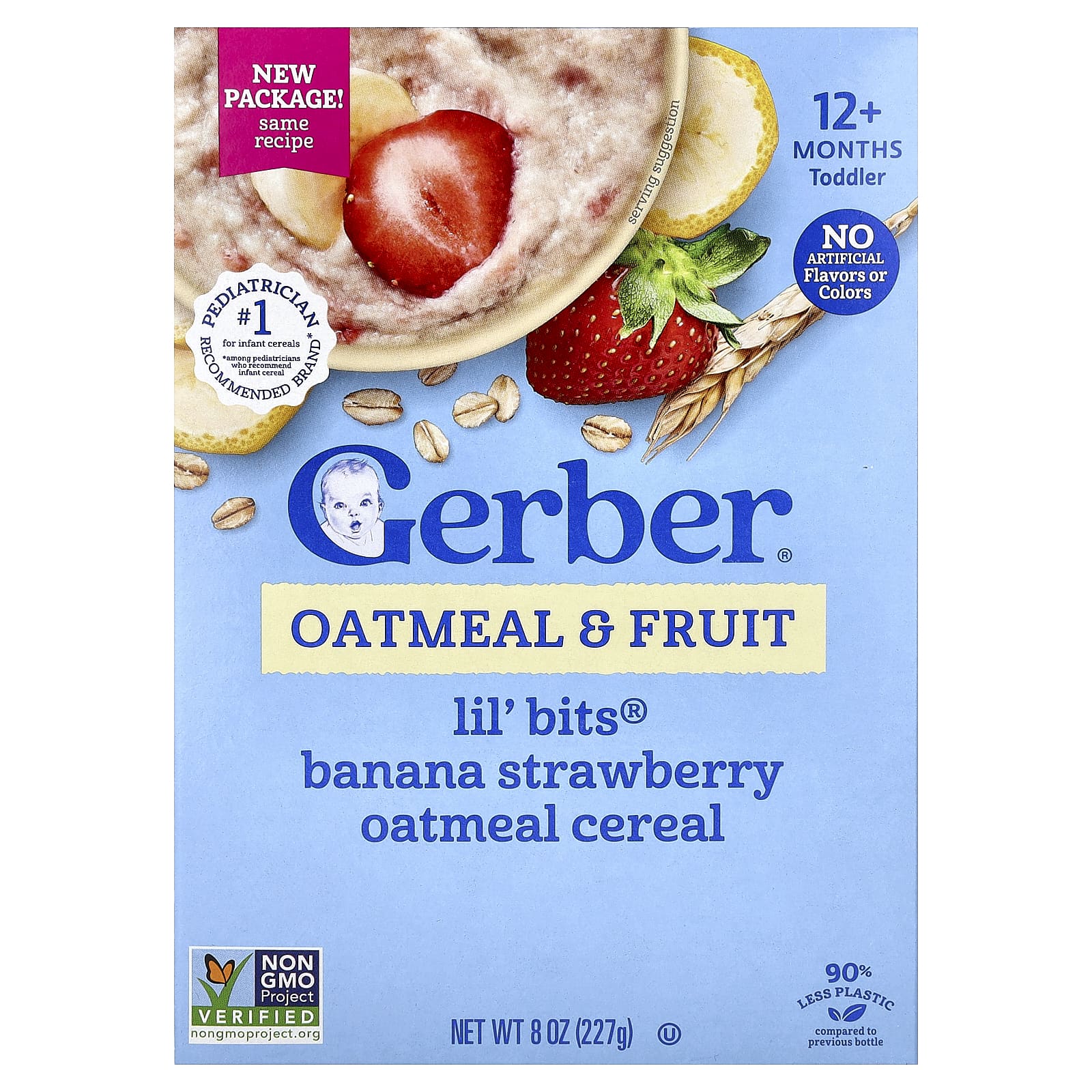 Lil' Bits®, Oatmeal & Fruit Cereal, 12+ Months, Banana Strawberry, 8 oz (227 g)