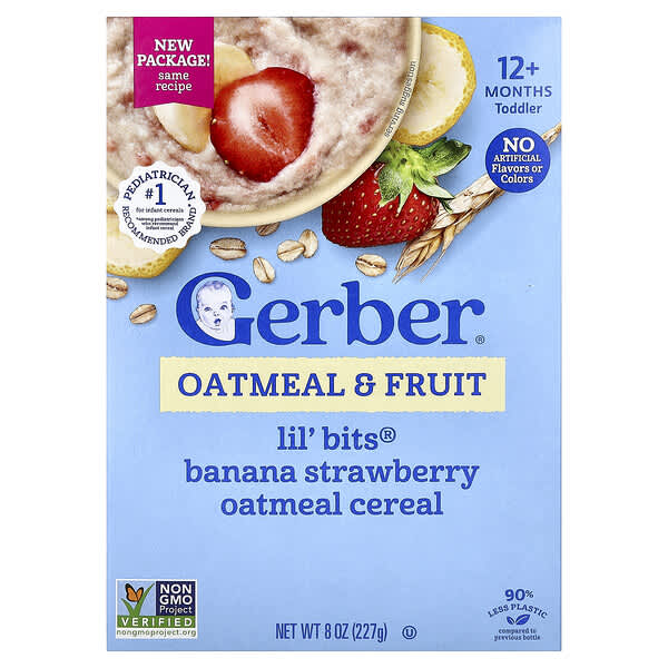 Lil' Bits®, Oatmeal & Fruit Cereal, 12+ Months, Banana Strawberry, 8 oz (227 g)