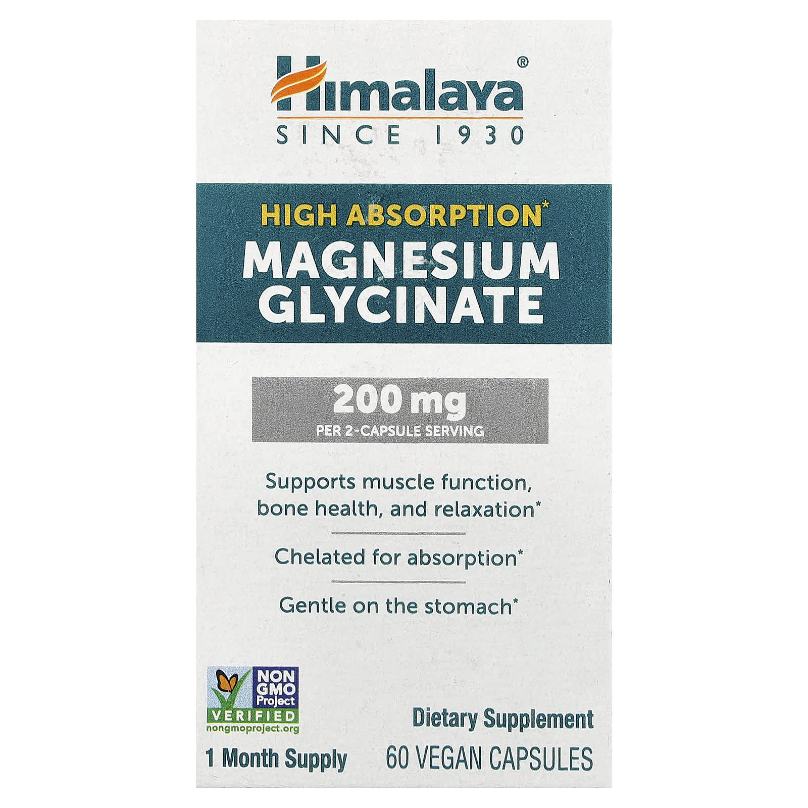 High Absorption Magnesium Glycinate, 60 Vegan Capsules (100 mg per Capsule)