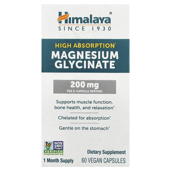 High Absorption Magnesium Glycinate, 60 Vegan Capsules (100 mg per Capsule)