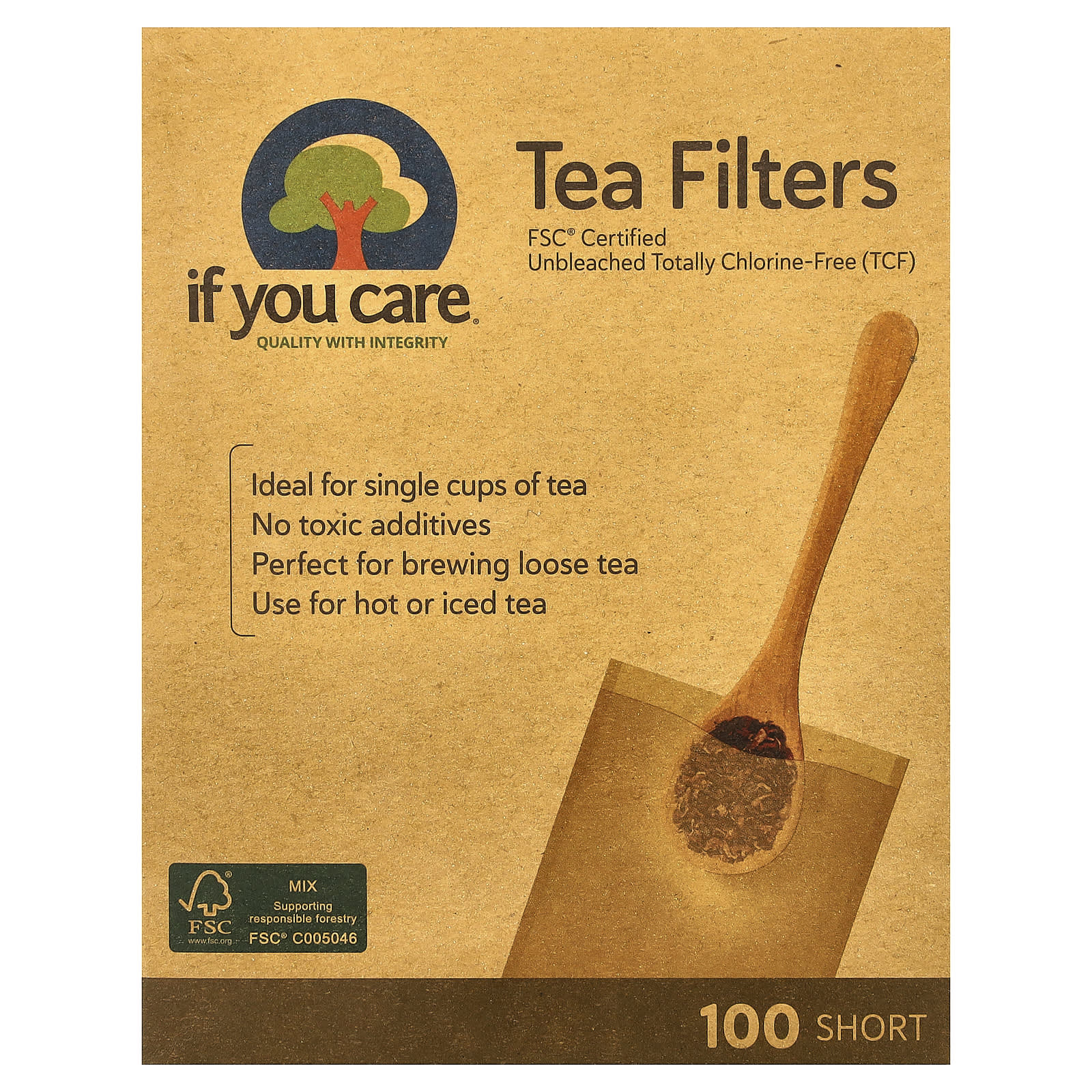Tea Filters, Short, 100 Filters