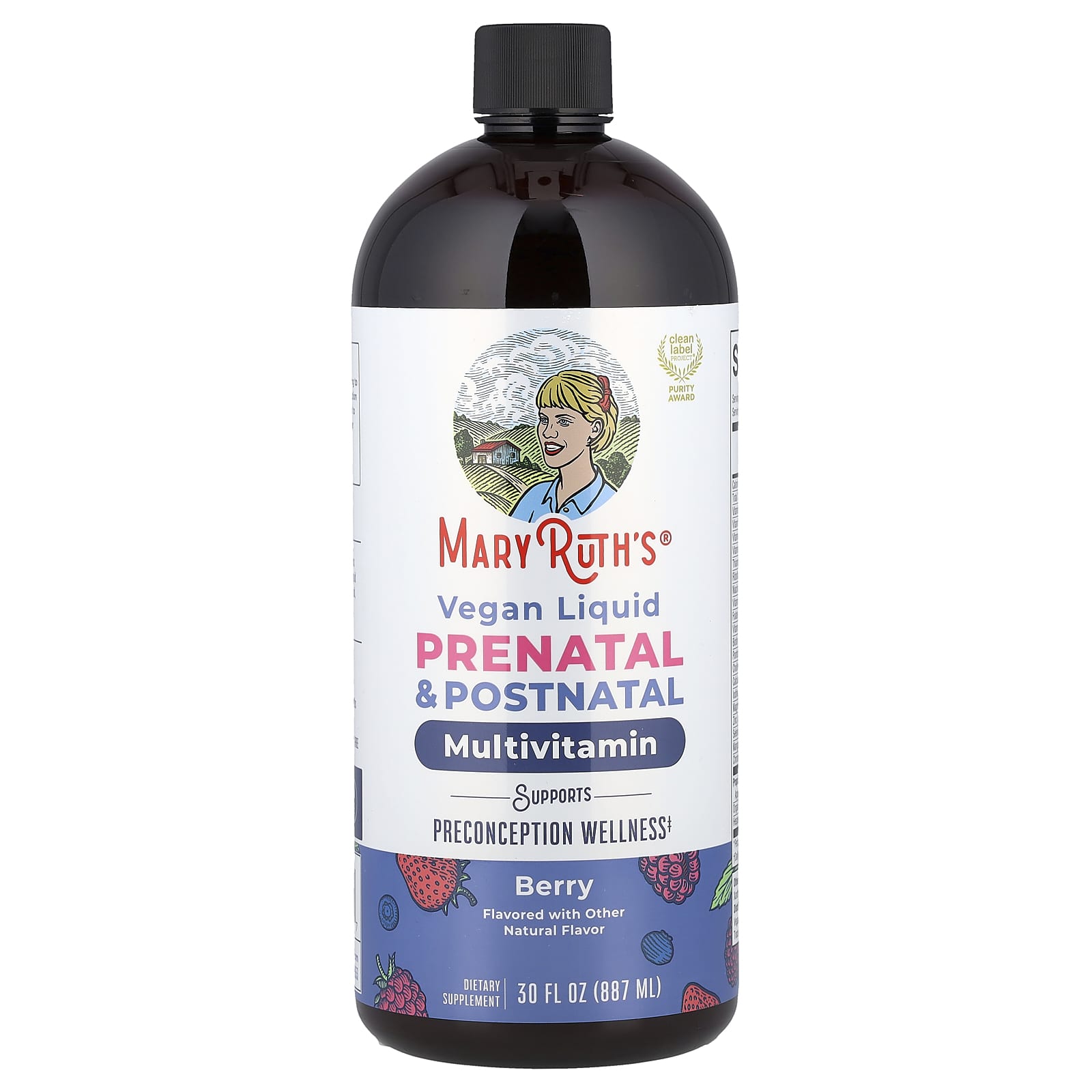 MaryRuth's, жидкий мультивитаминный комплекс для беременных и кормящих, веганский, ягодный, 30 жидких унций (887 мл)