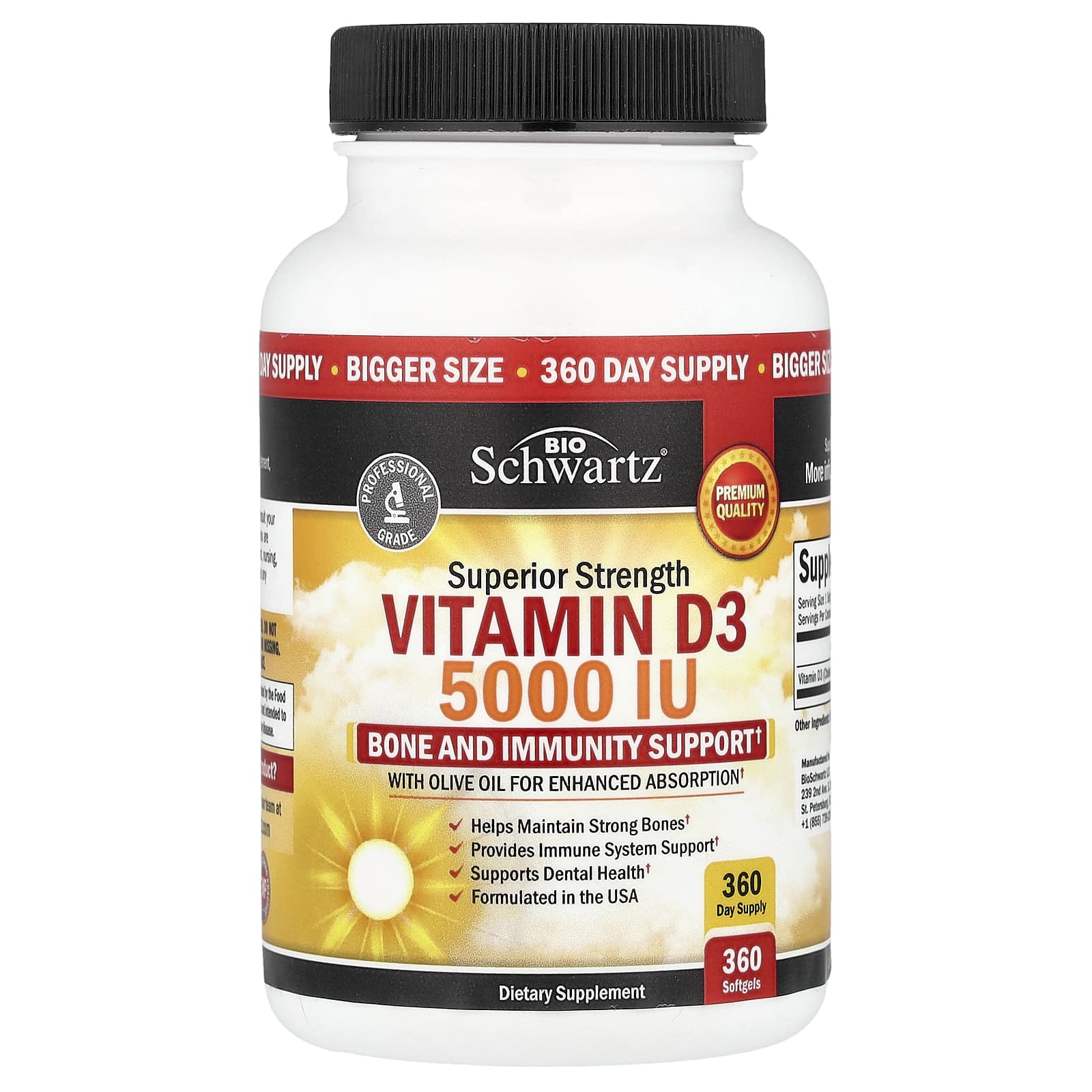 Vitamin D3, 125 mcg (5,000 IU), 360 Softgels