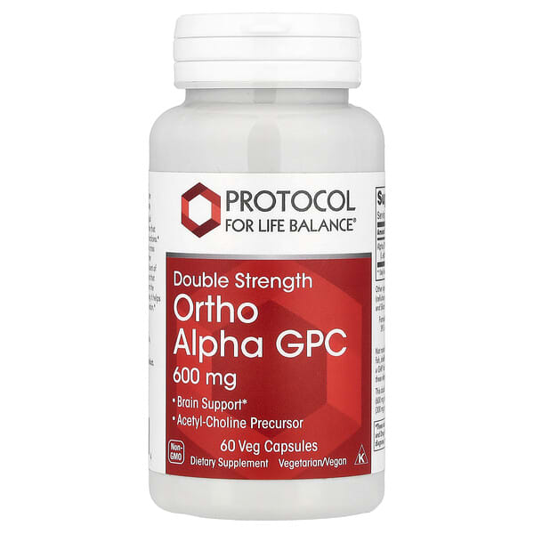 Protocol for Life Balance Ortho Alpha GPC, 600 мг, 60 вегетарианских капсул