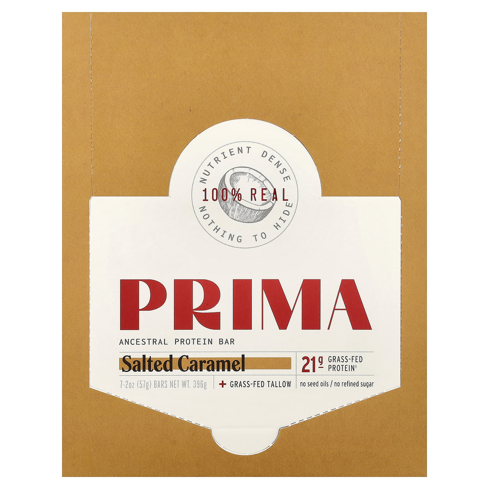 Протеиновый батончик Prima Ancestral, солёная карамель, 7 шт. по 57 г