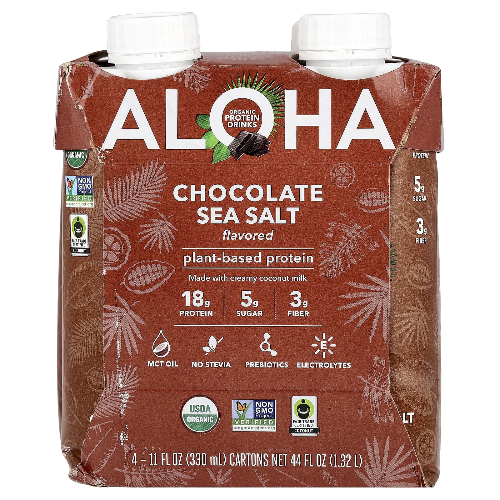 Organic Protein Drinks, Chocolate Sea Salt, 4 Cartons, 11 fl oz (330 ml) Each