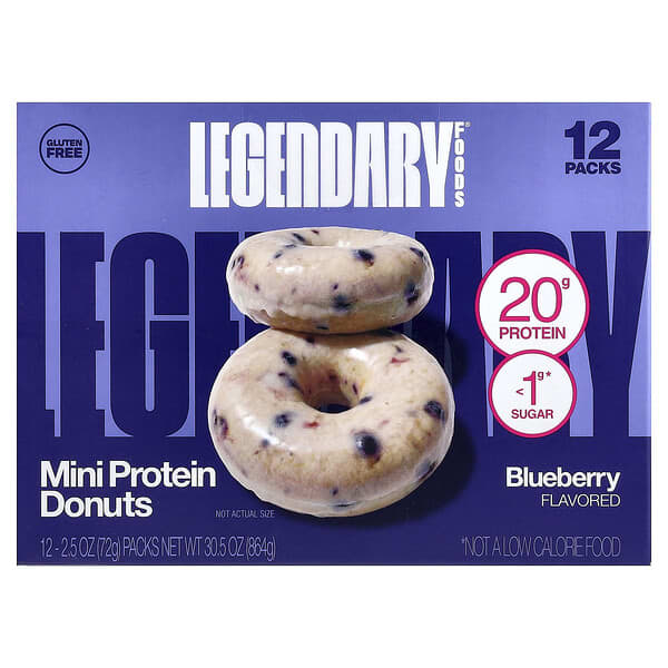 Mini Protein Donuts, Blueberry, 12 Packs, 2.5 oz (72 g) Each