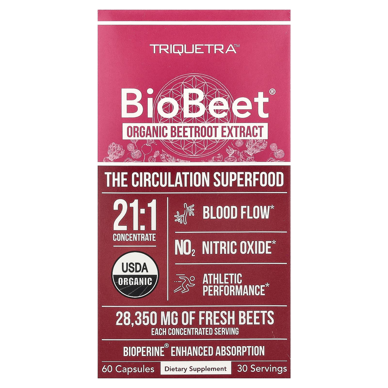 BioBeet®, органический экстракт свеклы, 60 капсул