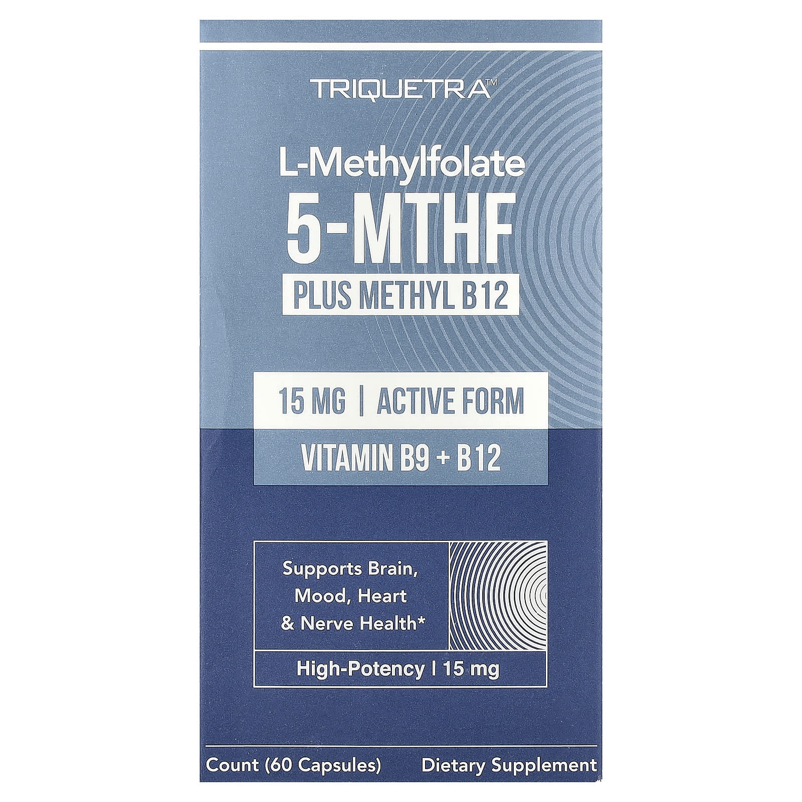L-Methylfolate 5-MTHF Plus Methyl B12, 60 Capsules