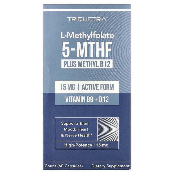 L-метилфолат 5-MTHF плюс метил B12, 60 капсул
