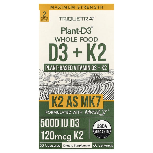 Plant-D3® Whole Food D3 + K2, 60 Capsules