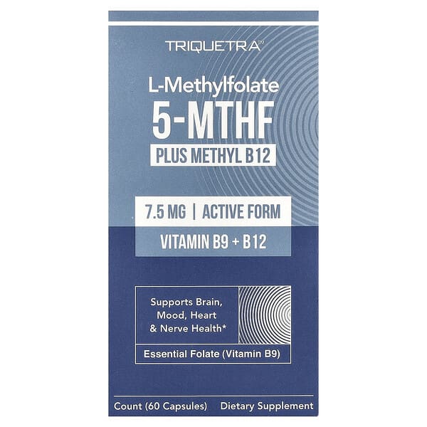 L-метилфолат 5-MTHF плюс метил B-12, 60 капсул