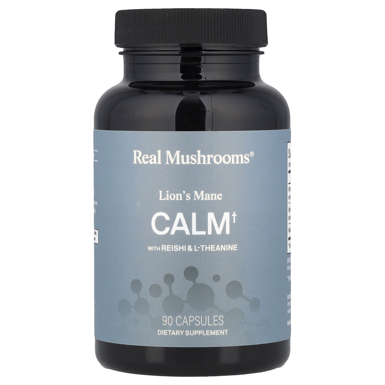 Real Mushrooms Грибной комплекс Calm, Lion's Mane с Reishi и L-Теанином, 90 капсул