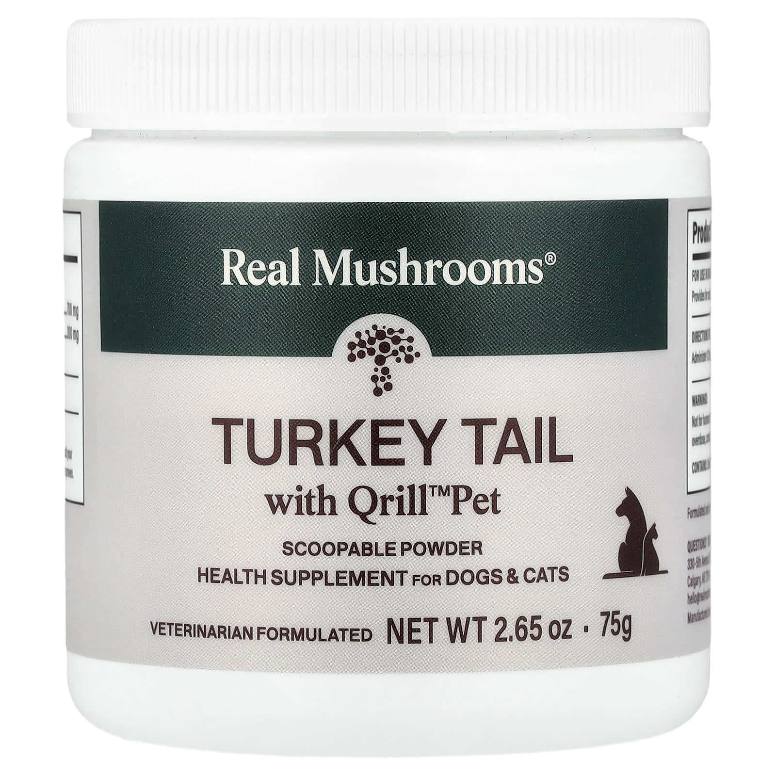 Turkey Tail с Qrill™ Pet, для собак и кошек, 2,65 унции (75 г)