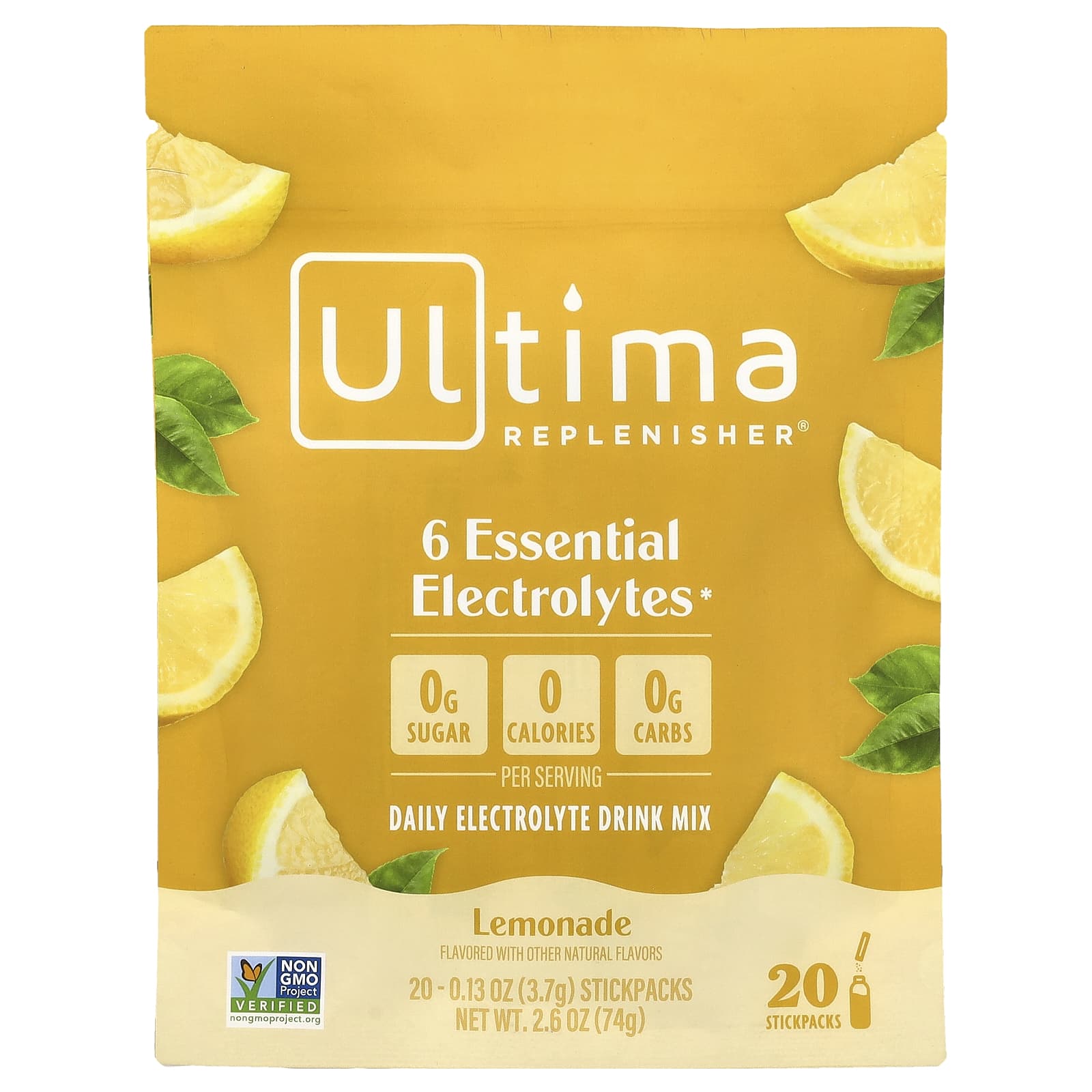 6 Essential Electrolytes, Daily Electrolyte Drink Mix, Lemonade, 20 Stickpacks, 0.13 oz (3.7 g) Each