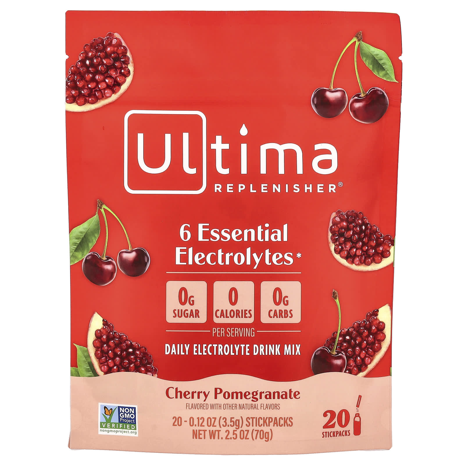 6 Essential Electrolytes, Daily Electrolyte Drink Mix, Cherry Pomegranate, 20 Stickpacks, 0.12 oz (3.5 g) Each