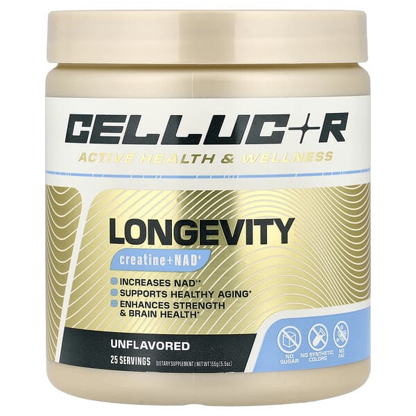 Longevity, креатин + NAD+, без вкуса, 5,5 унции (155 г)