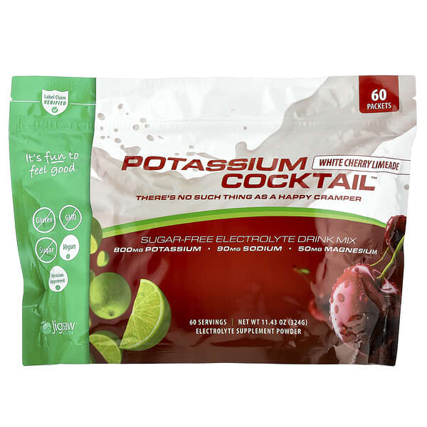 Potassium Cocktail™, белый вишневый лимонад, 60 пакетиков, 5,4 г каждый
