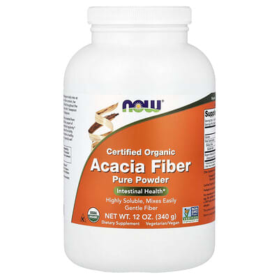 Чистый порошок акациевой клетчатки NOW Foods, органический, 12 oz (340 g)