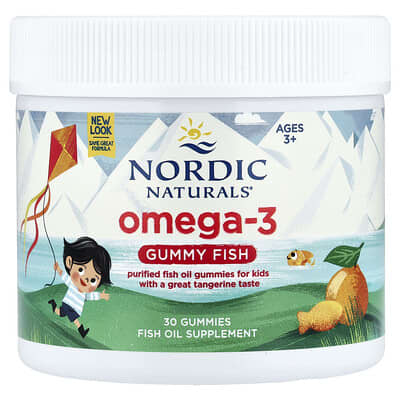 Omega-3 Gummy Fish, Ages 3+, Tangerine , 30 Gummies (124 mg per Gummy)