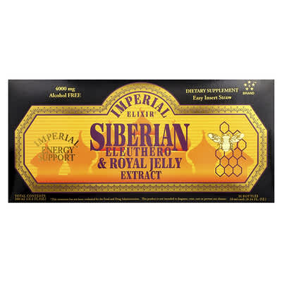 Imperial Elixir Siberian Eleuthero & Royal Jelly Extract, без спирта, 30 флаконов, 0.34 fl oz (10 ml) каждый