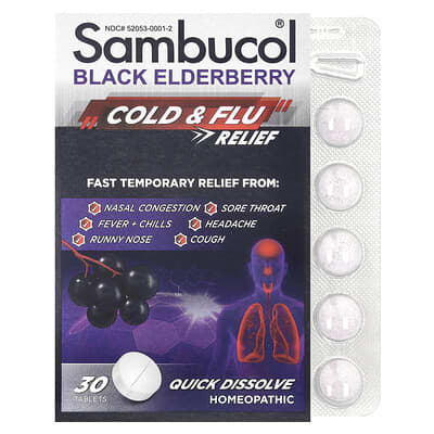Black Elderberry, Cold & Flu Relief, 30 Tablets