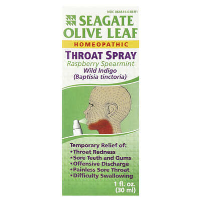 Olive Leaf Throat Spray, Raspberry Spearmint, 1 fl oz (30 ml)