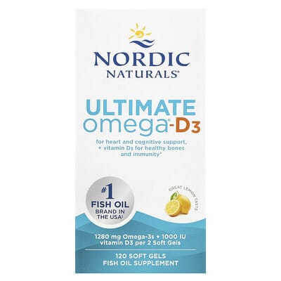 Ultimate Omega®-D3, лимон, 120 мягких капсул
