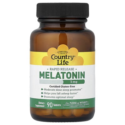 Мелатонин Country Life Rapid Release, 3 mg, 90 таблеток