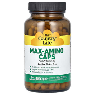 Max-Amino Caps с витамином B-6, 180 вегетарианских капсул