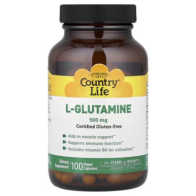 Country Life L-Glutamine, 100 веганских капсул