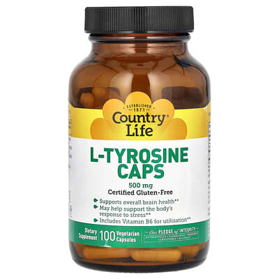 L-Tyrosine Caps, 500 mg, 100 вегетарианских капсул