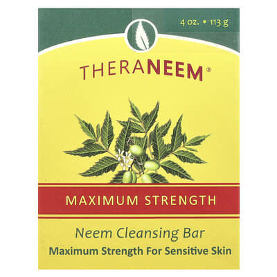 TheraNeem®, Neem Cleansing Bar, Maximum Strength, For Sensitive Skin, 4 oz (113 g)