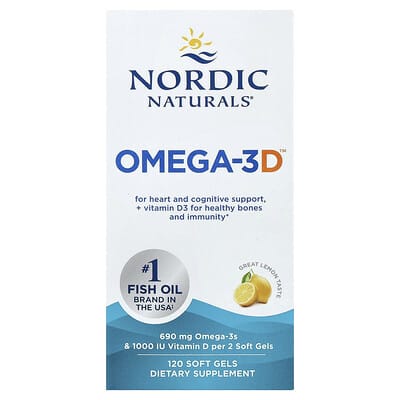 Omega-3D™, Great Lemon, 120 мягких капсул
