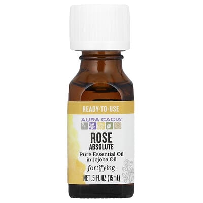 Aura Cacia Pure Essential Oil in Jojoba Oil, Rose Absolute, 0.5 fl oz (15 ml) эфирное масло в масле жожоба, Rose Absolute
