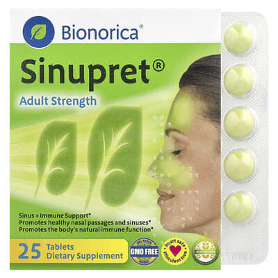 Sinupret®, поддержка синусов и иммунитета, для взрослых, 25 таблеток