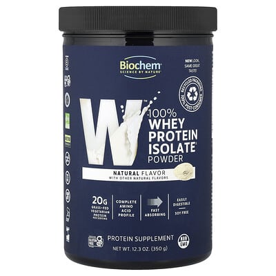 Изолят сывороточного протеина 100% Whey Protein Isolate Powder, Natural, 12.3 oz (350 g)