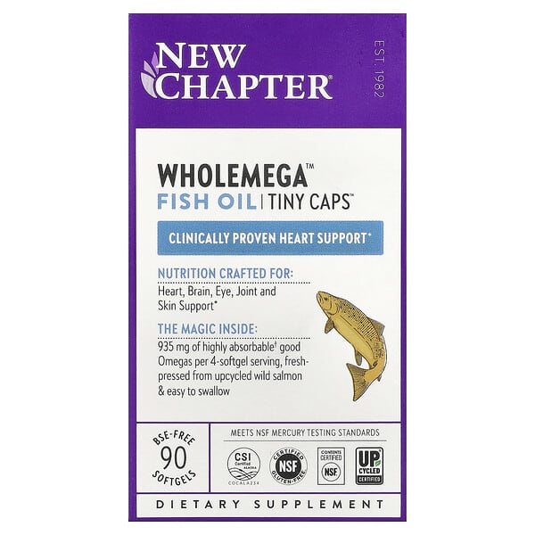 Wholemega™ рыбный жир, Tiny Caps™, 90 мягких капсул без BSE