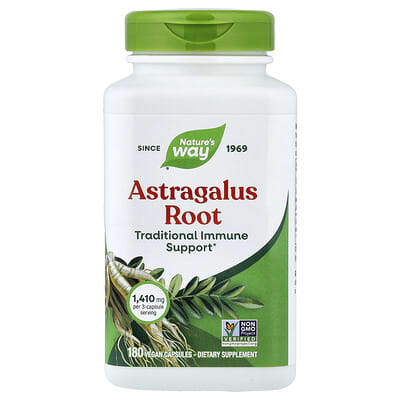 Корень астрагала, 180 веганских капсул (470 mg на капсулу)