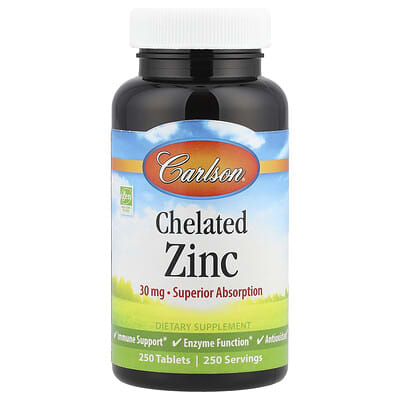 Chelated Zinc, 30 mg, 250 Tablets