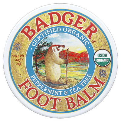 Certified Organic Foot Balm, Peppermint & Tea Tree, 2 oz (56 g)