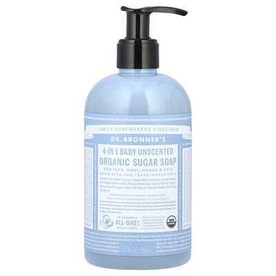 Dr. Bronner's Органическое мыло 4-в-1, для лица, тела, рук и волос, Детское, без запаха, 12 fl oz (355 ml)