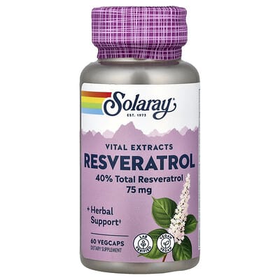 Ресвератрол Solaray, 75 mg, 60 VegCaps
